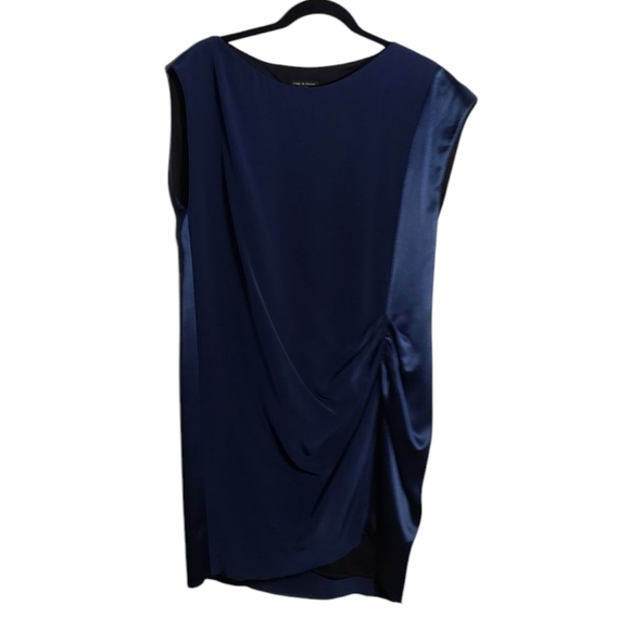 RAG & BONE Sleeveless Navy Blue Satin Mini Dress Size 2 - Picture 1 of 15